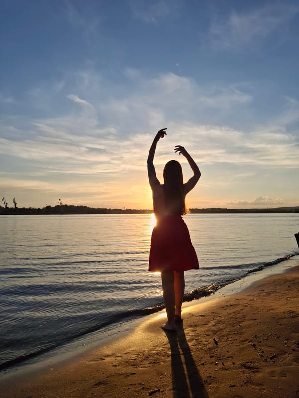 Golden hour on the Kama River shore in Chaikovsky