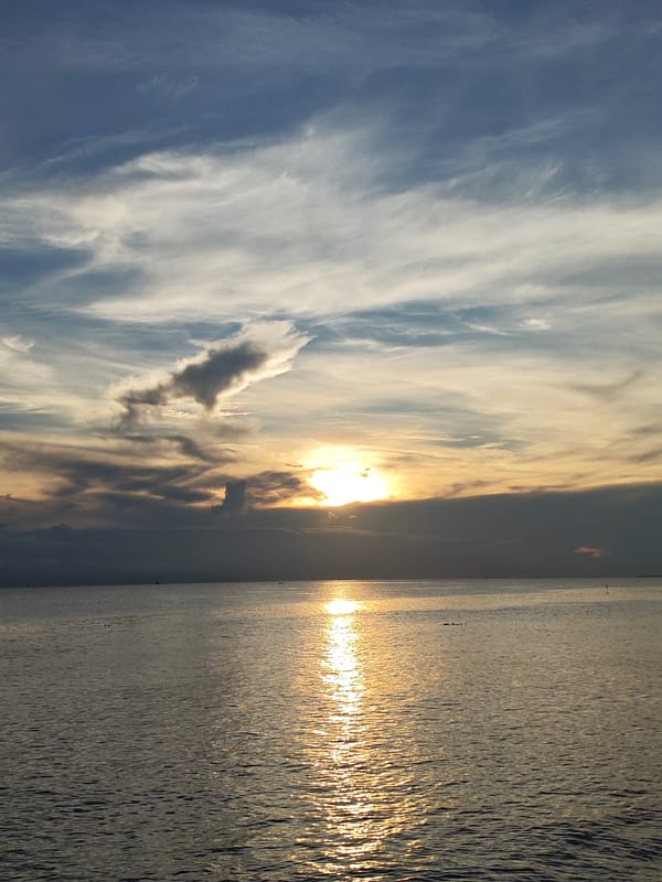 Twilight coastal scene captured in Lhokseumawe, Indonesia