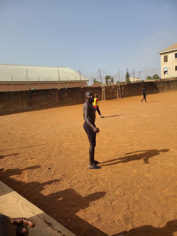 Morning soccer games observed across Nigerian dirt fields
