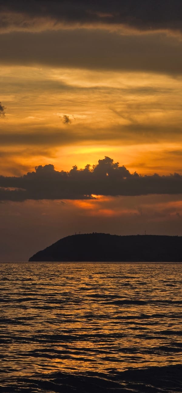 Sunset captured over Adriatic Sea near Bar, Montenegro
