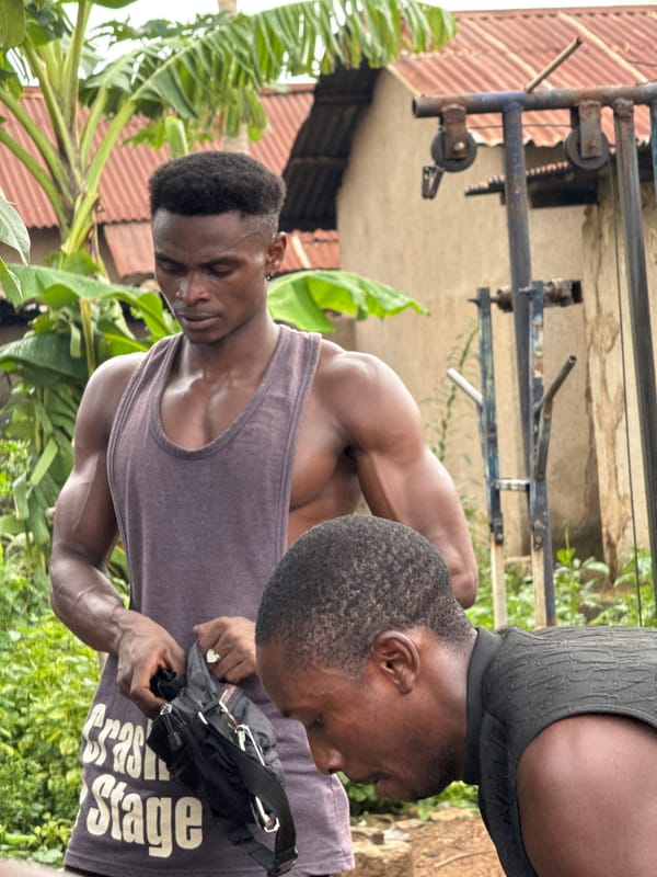 Outdoor gym session at a makeshift setup in Akwanga, Nigeria
