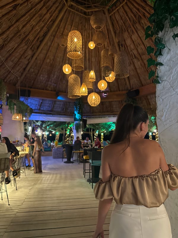 Night out at a tropical-themed beach bar in Nesebar