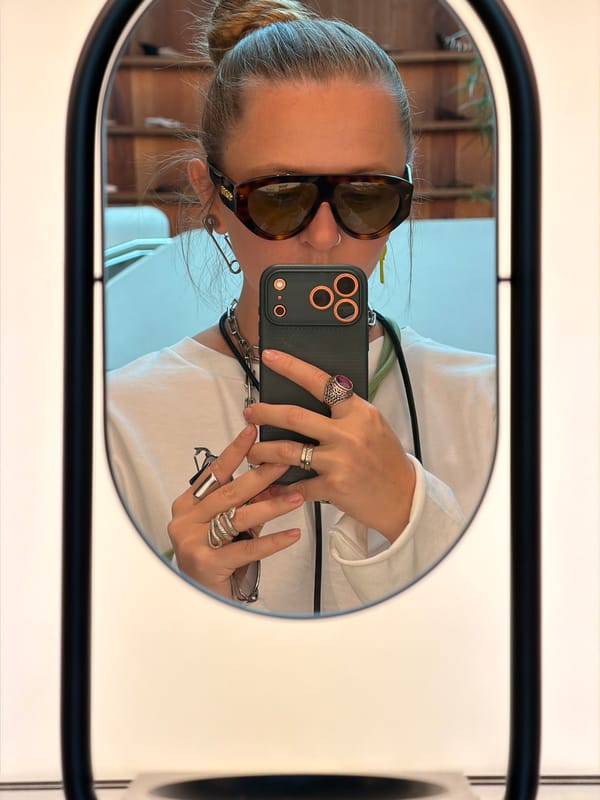 Shopper takes selfie in modern LA department store