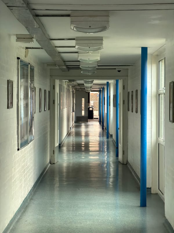 Empty corridors and cafeteria captured at King's College London