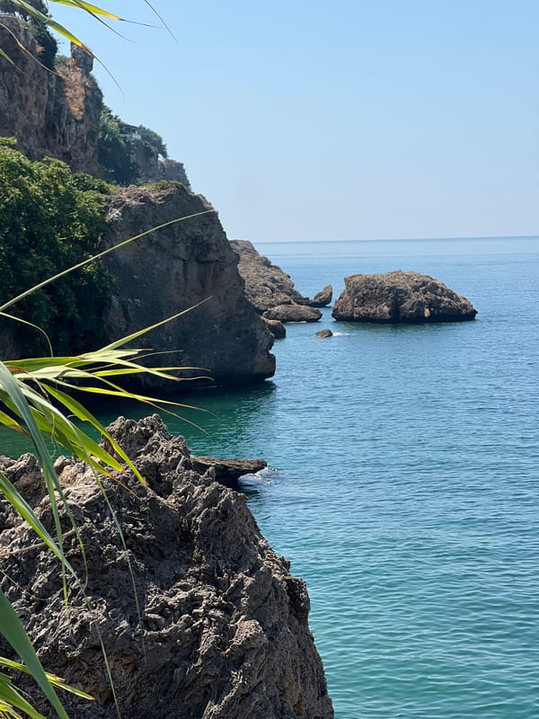 Morning at Antalya's rocky Mediterranean coastline