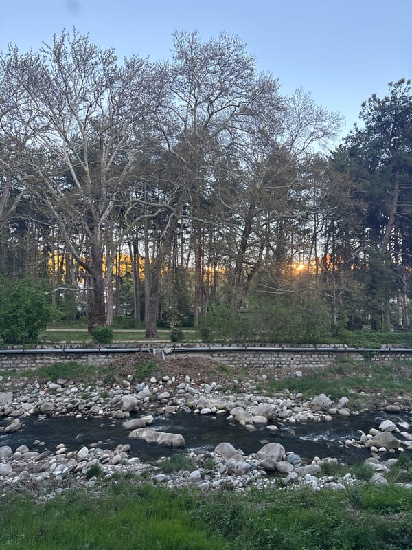 River landscape captured in Sandanski, Bulgaria at sunset