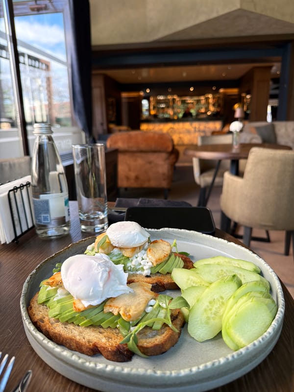 Avocado toast breakfast photographed in Bansko, Bulgaria