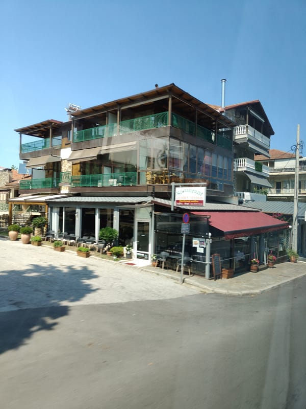 Sunny street scenes around Litochoro, Greece