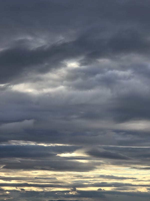 Overcast skies observed over urban neighborhood May 17