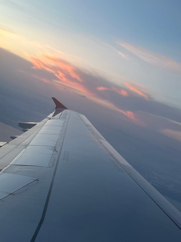 Aircraft wing photographed from passenger window over Turkey