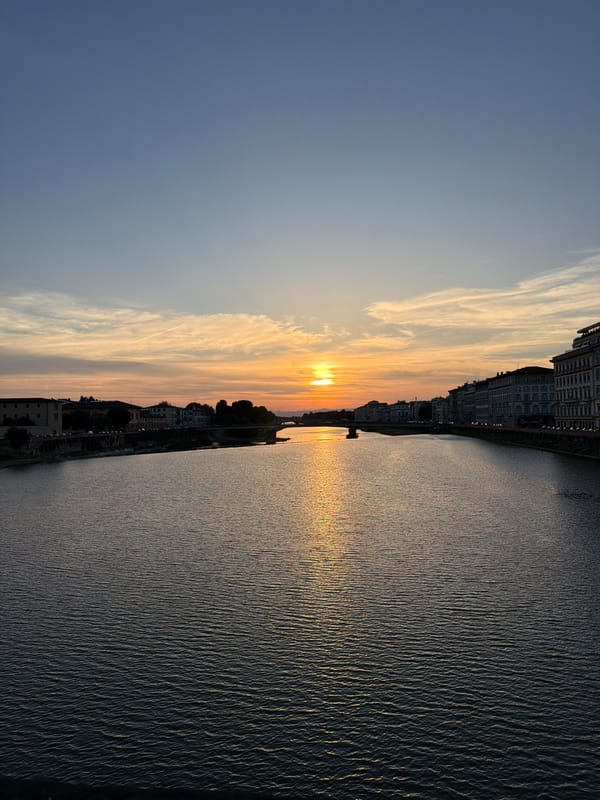 Sunset captured over Arno River in Florence