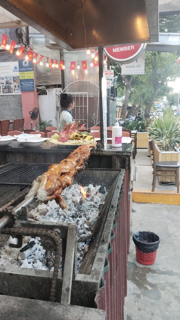 Traditional roast cooking observed at Vietnam food establishment