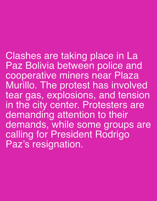 Police clash with miners near Plaza Murillo in La Paz