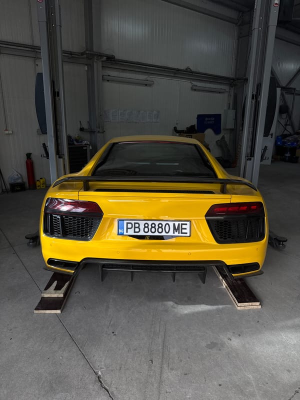 Yellow Audi R8 serviced at Plovdiv auto repair shop