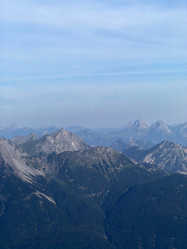 High-altitude Alpine views above Grainau, rocky peaks and valleys