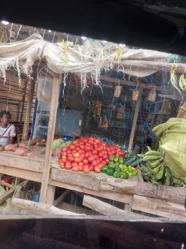 Roadside vendors serve customers during rainy afternoon in Dar es-Salaam