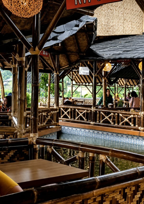 Inside Kampung Kecil, Medan's bamboo-built open-air restaurant