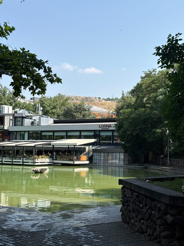 Lakeside restaurant and a beagle walk in Yerevan