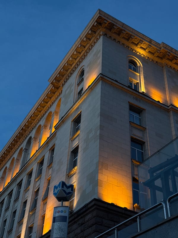 Evening architectural tour documented across central Sofia landmarks