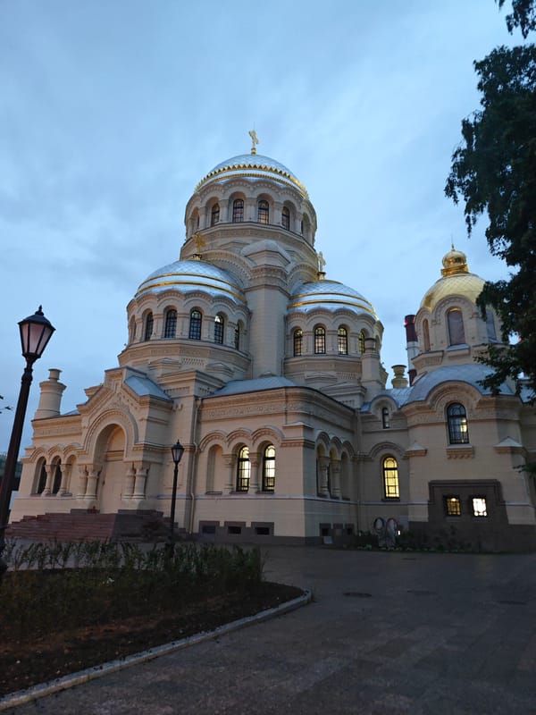Saint Petersburg at twilight, streets and landmarks after dark