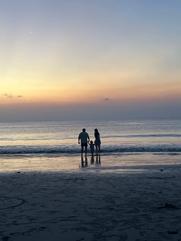 Sunset stroll on a Kuta Selatan beach, Bali