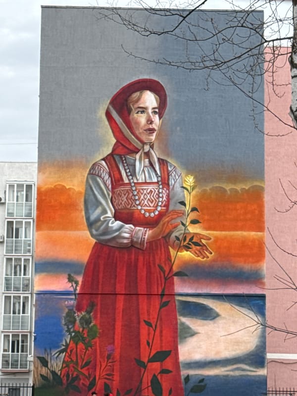 Traditional Russian woman mural spotted in Perm
