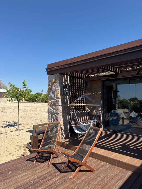 Boutique resort grounds on a sunny morning in Lemnos