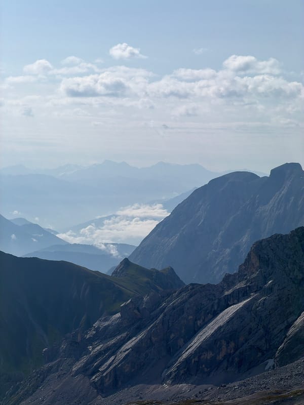 High alpine ridgeline above Garmisch-Partenkirchen on a clear morning