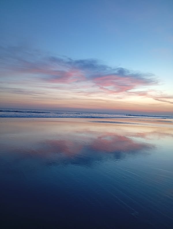 Sunset beach scene with silhouetted figures documented by witnesses