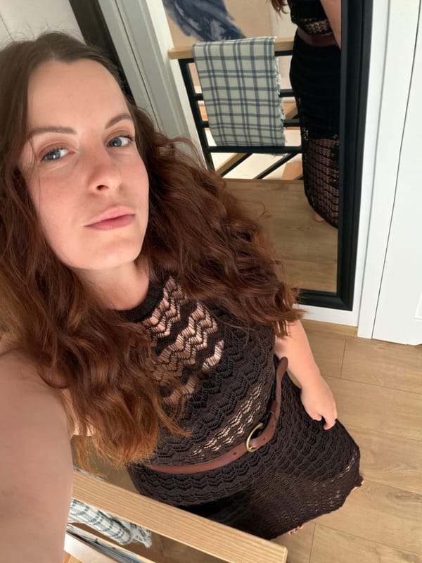 Mirror selfie session in a lace dress, Gangloff home