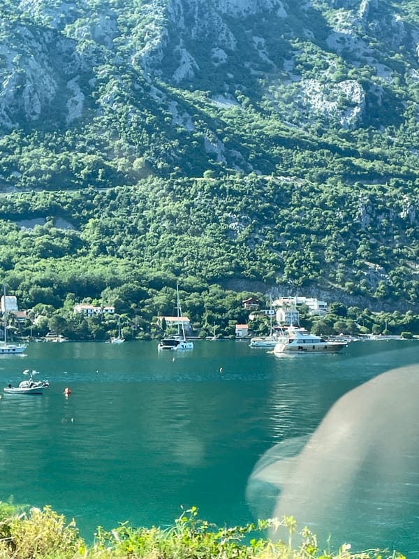 Aerial views captured of mountainous Kostanjica village, Montenegro
