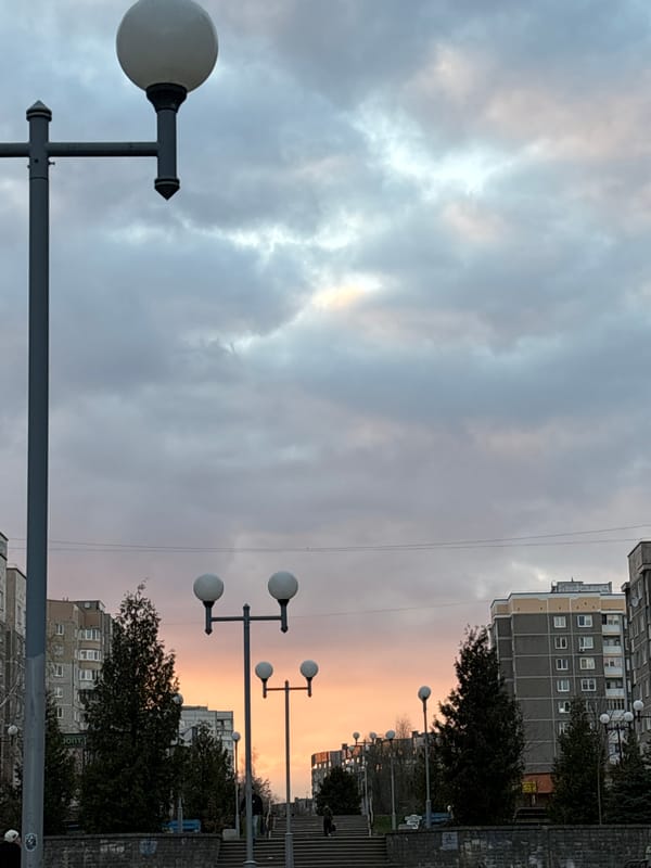 Dusk street scene captured in Hrodna, Belarus