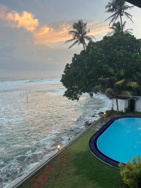Coastal resort at dusk, Goviyapana, Sri Lanka