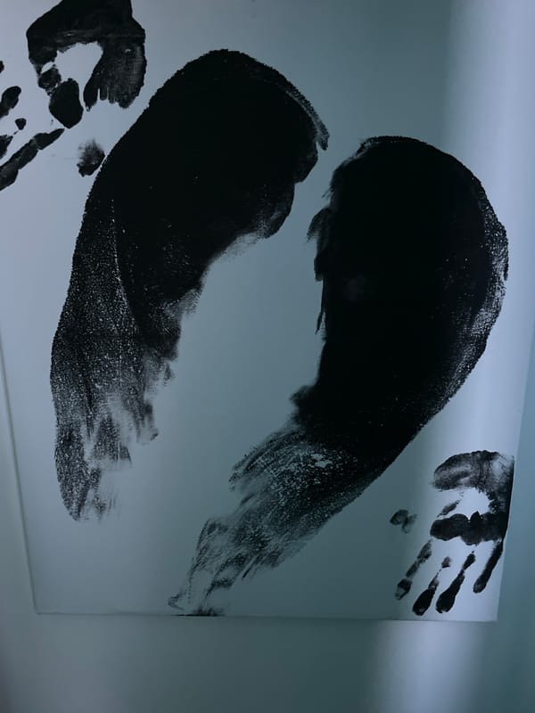 Domestic moments: artwork, bath products, and morning beverage routine