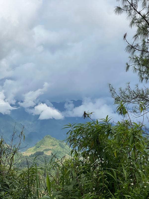 Misty mountain landscape in Quản Bạ, northern Vietnam