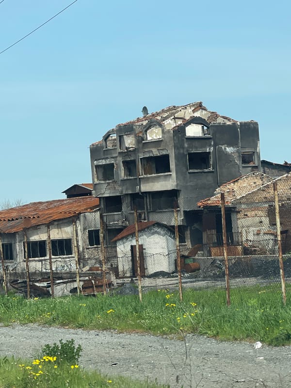 Fire-damaged building documented in Sredets, Bulgaria