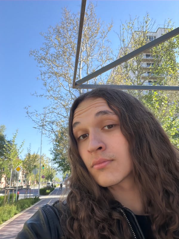 Tourist takes outdoor selfies in sunny Plovdiv, Bulgaria
