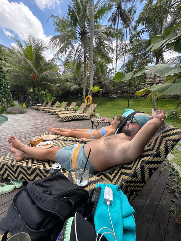 Tropical deck scene documented in Peliatan, Indonesia