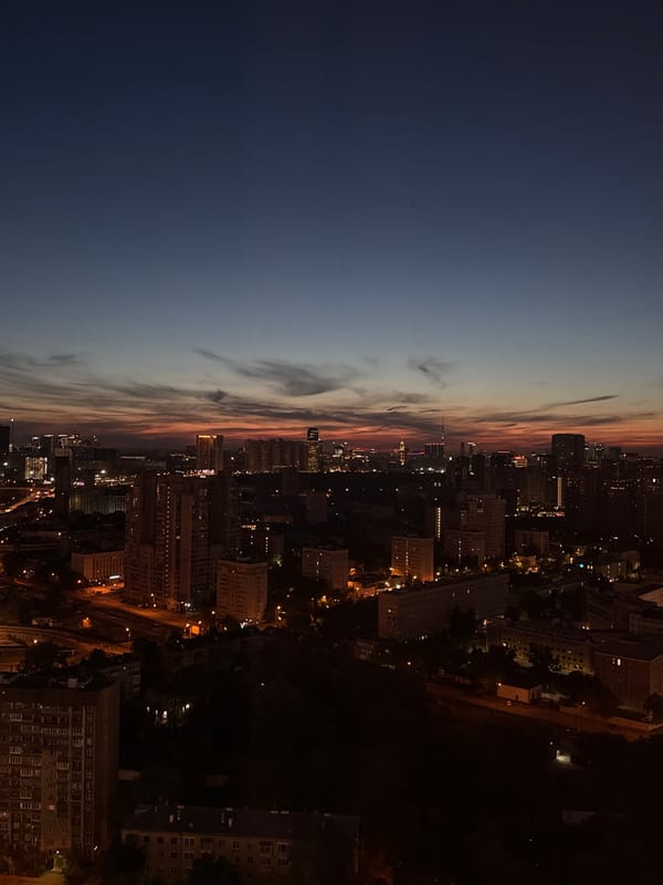 City twilight transition captured in rotated panoramic view