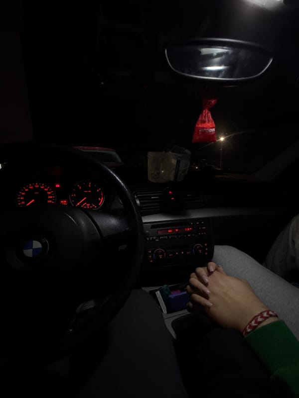 BMW interior photographed in Plovdiv at night
