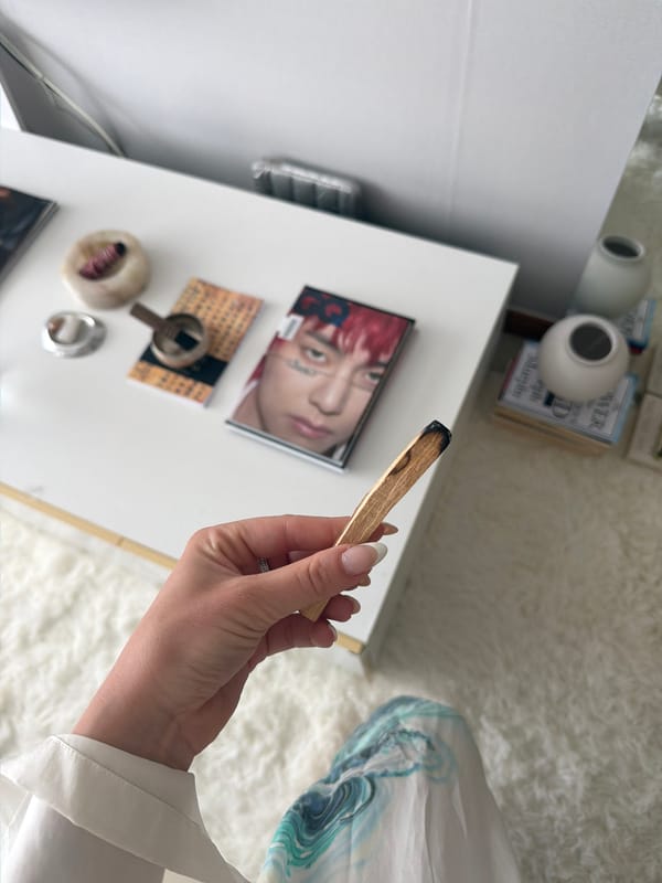 Woman documents private morning moment with palo santo in Seoul
