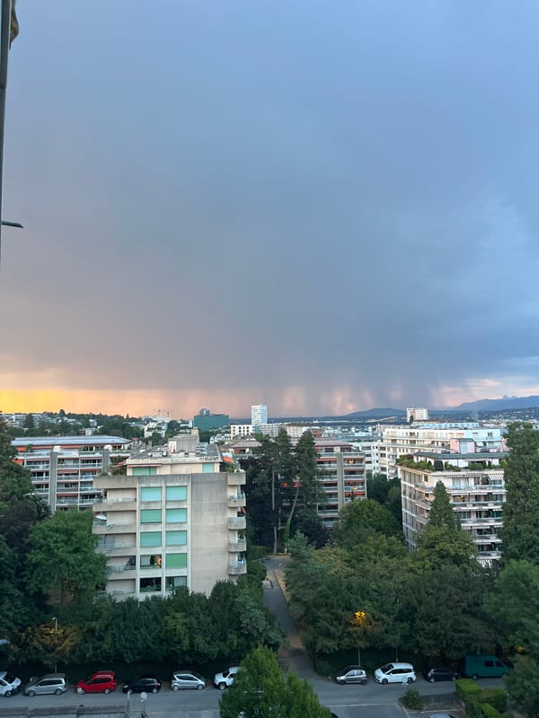Funnel cloud and heavy rain roll over Geneva in July storm