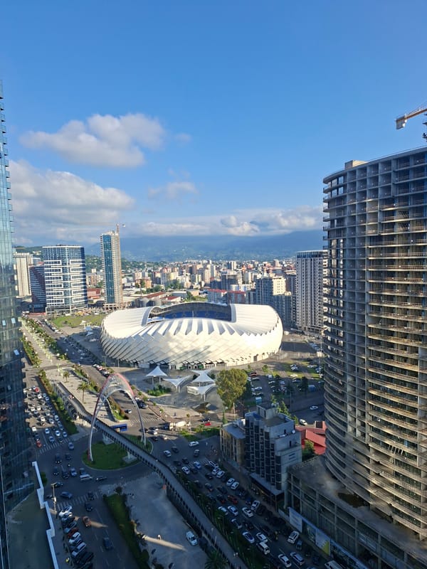 Batumi Stadium and city construction from the air