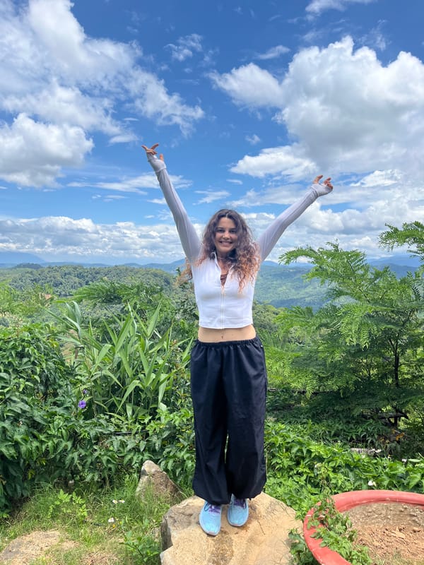 Outdoor selfies and scenery at a peaceful spot in Sơn Điền