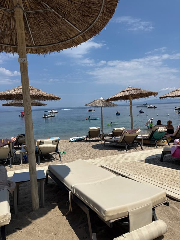 Lazy summer morning on a pebbled Sithonia beach