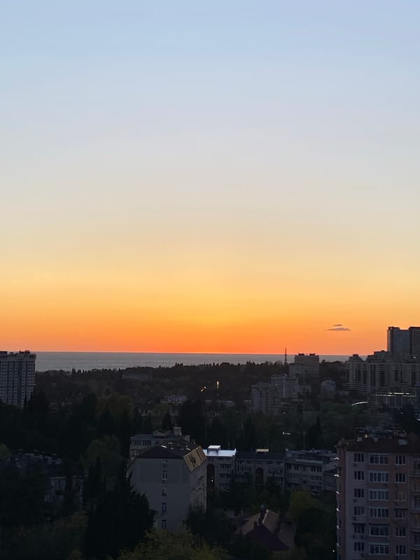 Coastal sunset vista captured from elevated viewpoint in Sochi