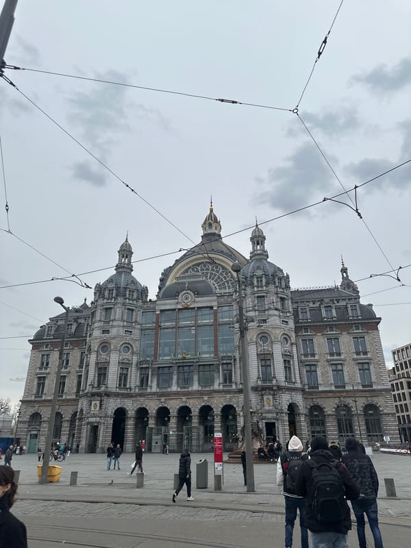 Antwerp Central Station's grand facade photographed