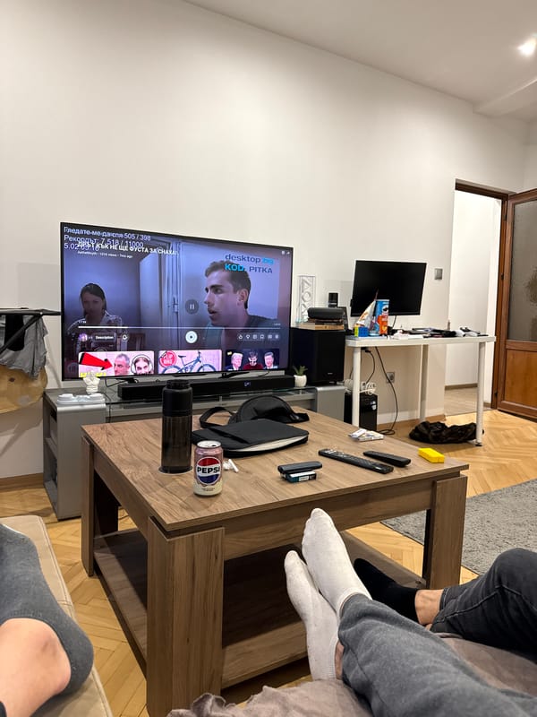 Person watches YouTube video on TV in Lovech home