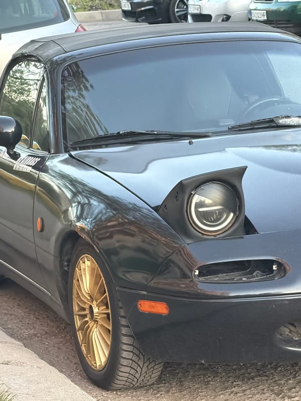 Modified Mazda Miata with decorative fangs spotted in Sofia