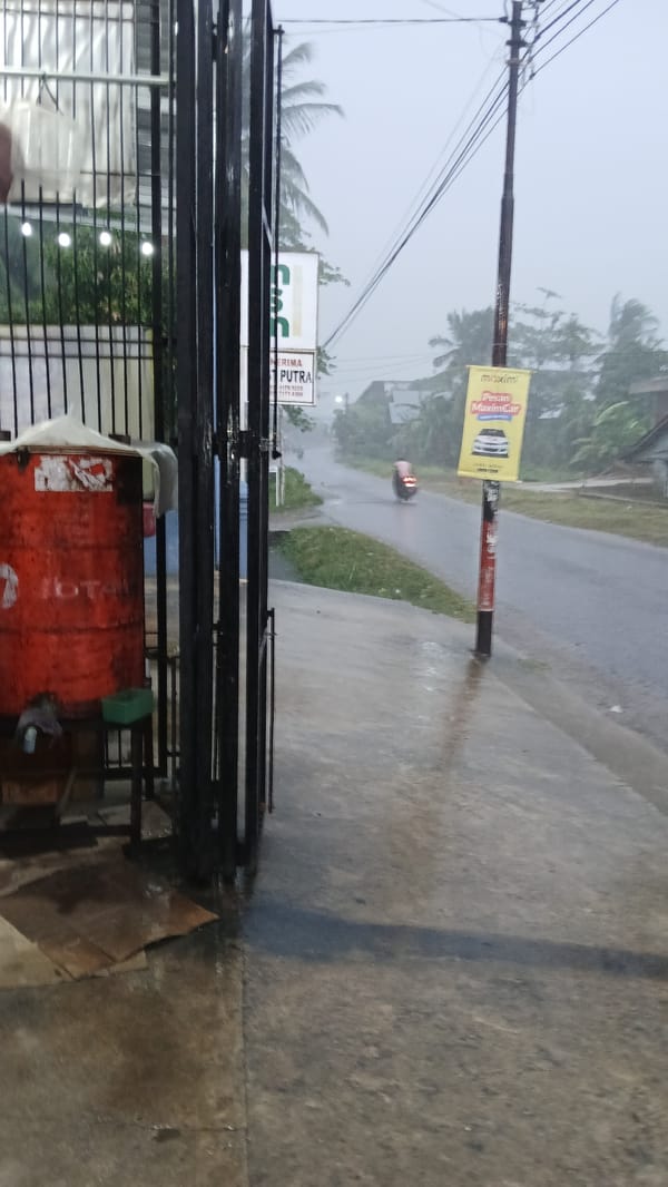 Heavy rain soaks streets in Lhokseumawe, Indonesia